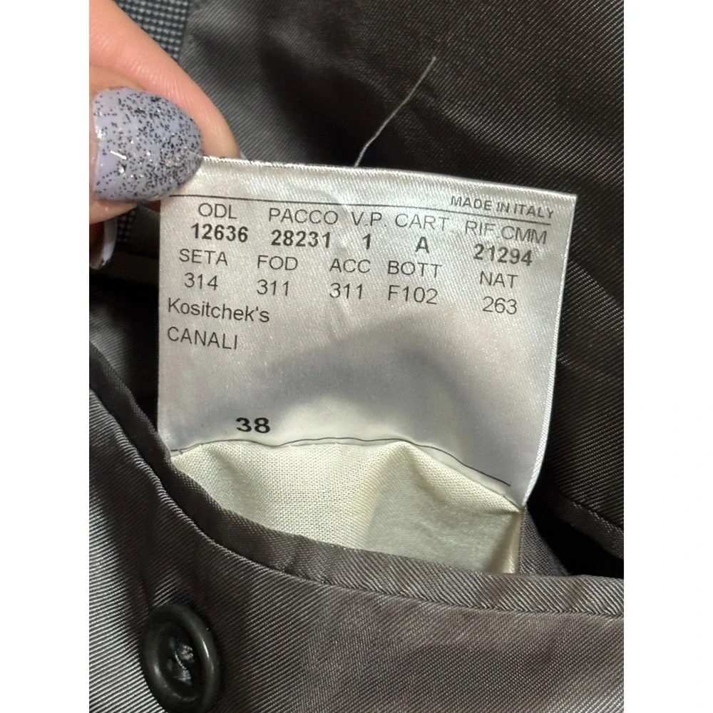 Canali Mens Grey Micro Pattern Two‎ Button Suit Jacket Blazer Made in Italy